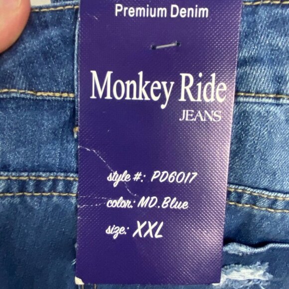 NWT Monkey Ride‎ Distressed Denim Overalls Plus Size XXL Dungarees New With Tags - Picture 5 of 14